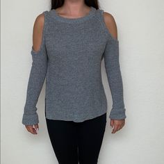 Hollister Lightweight Grey Cold Shoulder Sweater Very Lightly Worn, Almost Brand New Comfy Cozy Sweater With A Cold Shoulder Features Two Slits At The Bottom Of Each Side, And Two Separate Straps On Each Shoulder Sleeves Can Be Cuffed Or Uncuffed 100% Cotton Casual Cold Shoulder Spring Sweater, Casual Cold Shoulder Sweater For Winter, Casual Cold Shoulder Winter Sweater, Hollister Sweater, Cold Shoulder Sweater, Cozy Sweater, Comfy Cozy, Shoulder Sweater, Cozy Sweaters