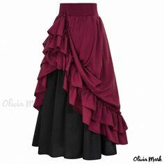 Olivia Mark - Halloween Renaissance Vintage Midi Skirt - Retro Costume for Stage Performances Vintage Midi Skirt, Clothing Templates, Little Mermaid Costume, Gothic Skirt, Red Gothic, Fair Outfits, Retro Costume, Red Skirt, Mermaid Costume