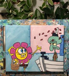 a painting of a cartoon character on a canvas