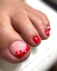 50 Latest Toe Nail Designs To Try In 2024 12 Nails Legs Design, Leg Nails Ideas, Legs Nails Design, Red French Pedicure, Leg Nails, Red French Toe Nails, Foot Nail Art Design, Foot Nails Design