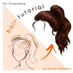 an image of a woman's hair with the words how to draw for procreate