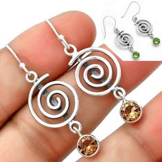 Spiral - Zandrite Color Change 925 Sterling Silver Earrings Jewelry E-1234 Sterling Silver Wholesale, Jewelry Online Shopping, Fine Jewellery Earrings, 925 Sterling Silver Earrings, 925 Sterling Silver Jewelry, Earrings Jewelry, Sterling Silver Earrings, Stone Color, Color Change