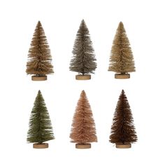 six different types of christmas trees are shown in the same color and size, each with one