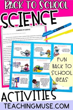 This image contains: A back to school science activity with scientist careers Back To School Science Experiments, School Science Experiments, Middle School Hacks, 6th Grade Science