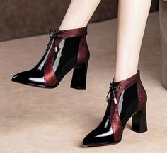 New Korean Short Boots sold by Mileg on Storenvy Elegant Platform Ankle Boot Heels, Elegant Platform Boots In Patent Leather, Side Kick, Mesh Heels, Chunky Heels Boots, Zipper Boots, Fashion High Heels, High Heels Stilettos, Short Boots