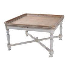 Square Shaped Wooden Coffee Table With Beveled Edges, Brown & Gray By Casagear Home 4 Season Porch, Square Wood Coffee Table, Rectangle Coffee Table Wood, Modern Wood Coffee Table, Farmhouse Tray, Painted Coffee Tables, Sunroom Ideas, Table Square, Tray Styling