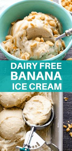 dairy free banana ice cream in a blue bowl