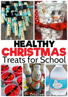 healthy christmas treats for school with text overlay