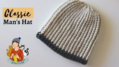 a crochet beanie is shown with the text, men's hat