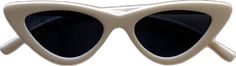 a pair of white sunglasses with black lenses on top of each eyeglasses are shaped like a cat's - eye shape