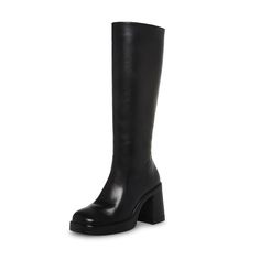 PRICES MAY VARY. Black knee high boots heel height: 8.2cm/3.25", platform height: 2.54cm/1", shaft height: 36cm/14.17", elastic opening: 37cm/14.57in Premium veagn leather upper and soft microfiber fabric lining, the cushioned padded insole can rest assured. Round-toe chunky block heel boots feature side zipper closure with stretch gore closure, easy to put on and take off. Designer style, suitable for you to wear on a variety of occasions such as daily casual, formal business ,holiday and so on Cute Fall Boots For Women, Amazon Boots Women, Black Tall Boots, Trendy Leather Knee-high Boots With Chunky Platform, Knee High Black Boots, Black Gogo Boots, Tall Black Boots, Black Platform Knee-high Faux Leather Boots, Black Chunky Platform Knee-high Boots