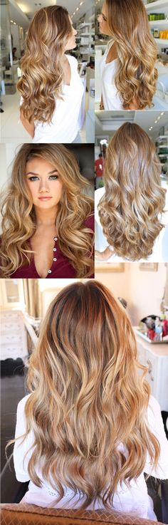 loiro do verão 2016 Carmel Ombre Hair, Carmel Hair Color, Hair Caramel, Caramel Blonde, Hair Curls, Caramel Hair, Golden Blonde, Blonde Color