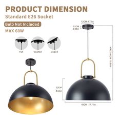 the product is shown with measurements for the light fixture, and it's size