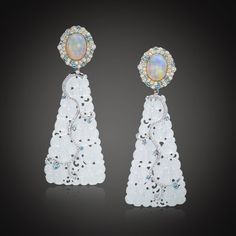 Robert Pelliccia Opal Ice Jade Diamond Earrings Luxury Carved Drop Earrings, Traditional Luxury Jeweled Danglers, Wire Jewelry Ideas, Homemade Jewelry Ideas, Jewelry Ideas Diy, Drop Diamond Earrings, Diy Jewelry Ideas, Pave Jewelry, Jewerly Designs