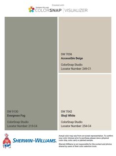 the color scheme for sherwinn - williams's paint swatches, including gray and