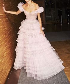 Princess A-Line Off the Shoulder Pink Tulle Prom Evening Dresses Princess Style Fitted Wedding Dress With Ruffles, Prom Evening Dresses, Afrikaanse Mode, Pink Tulle, Winter Trends, Mode Inspiration, Evening Dresses Prom, Jean Paul Gaultier, Fancy Dresses