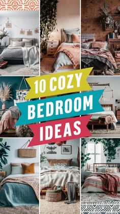 the top ten cozy bedroom decor ideas in this postcard collage is an easy way to