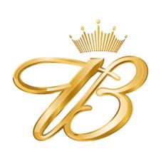 the letter b with a crown on top is shown in this logo for an entertainment company