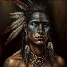 Native American Shaman Art, Indian Warrior Art, Native American Warrior Tattoos, Native American Makeup, Native American Tattoos, Native Tattoos