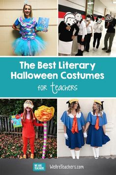 the best library halloween costumes for teachers to wear in their class or school year, plus free printables