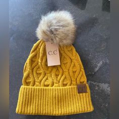 Beautiful Gold Color Cc Beanie Nwt. Will Ship Quickly! Fitted Yellow Hat For Fall, Yellow Warm Beanie For Winter, Cheap Yellow Beanie Cap, Affordable Yellow Winter Beanie, Global Apparel Beanie, Cc Beanie, Boutique Accessories, Gold Color, Women Accessories