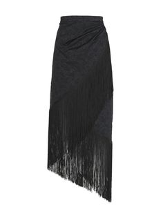 The Natalia skirt features rich textures that complement each other. It is crafted in an exquisite black brocade that makes it completely timeless and ideal for a variety of events. A wrap effect and gorgeous fringe detailing at the hem with an asymmetrical hem, make it stand out. Sitting at the high waist, the subtle Black Fringe Skirt, Fringe Clothing, Fringe Skirt, Black Fringe, Skirt Design, Rich Textures, Asymmetrical Hem, Black Skirt, Skirt Black