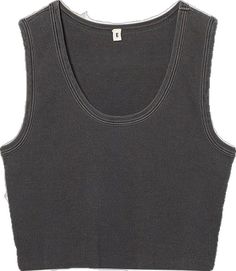 Casual Gray Cropped Tank Top, Casual Ribbed Crop Top For Streetwear, Gray Scoop Neck Cotton Tank Top, Casual Washed Cotton Crop Top, Casual Cotton Crop Top For Layering, Casual Washed Black Tank Top, Everyday Ribbed Cotton Crop Top, Relaxed Fit Cotton Crop Top Tank, Acid Wash Cotton Tank Top