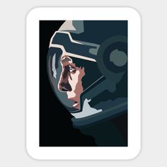 an astronaut's face is shown in the center of this minimalist art print