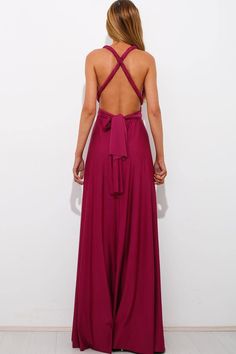 Flowing maxi dress.Thick straps.Straps can be tied in multiple ways.Stretch elastic at back.Thick, soft fabric.Skirt flows freely and drapes from the body.Not lined.Polyester. Plum Drink, Dress Thick Straps, Fabric Skirt, Flowing Maxi Dress, Backless Dress Formal, Soft Fabric, Soft Fabrics, Plum, Backless Dress