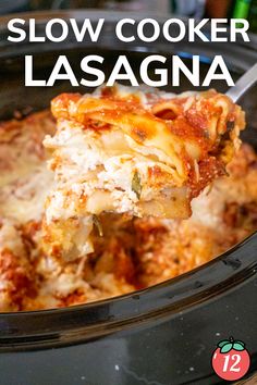 slow cooker lasagna with text overlay