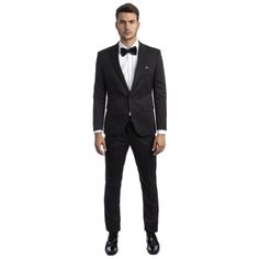 Elevate Your Style With The Tazio Solid Skinny Fit 2-Piece Suit Set, A Pinnacle Of Modern Sophistication. This Meticulously Crafted Suit Boasts A Sleek, Single-Breasted Jacket Elevate Your Style With The Tazio Solid Skinny Fit 2-Piece Suit Set, A Pinnacle Of Modern Sophistication. This Meticulously Crafted Suit Boasts A Sleek, Single-Breasted Jacket With A Peak Lapel, 1 Fabric Button Closure, And Underarm Sweat Guards For Comfort. The Pants Feature A Flat Front, Extended Button Closure, And Ampl Fitted Sets With Notch Lapel For Black-tie Events, Black Slim Fit Suits For Party, Black Slim Fit Workwear Sets, Black Tailored Sets For Formal Occasions, Black Slim Fit Sets For Workwear, Formal Tuxedo Sets With Slim Fit, Classic Sets With Notch Lapel For Black-tie Events, Black Notch Lapel Sets For Black Tie Events, Fitted Classic Set For Black-tie Events