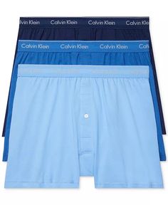 Calvin Klein - Men's 3-Pack Cotton Classics Knit Boxers Mens Calvin Klein Boxer Briefs, Calvin Klein Boxer Briefs, Male Boxers, Mens Calvin Klein, Mens Boxers, Calvin Klein Men, Polo Ralph Lauren Mens, Boxer Briefs, Blue Man