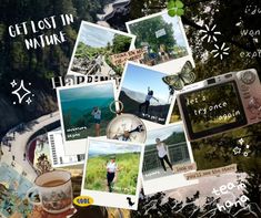 a collage of photos with people and coffee mugs on them, including pictures from various places around the world