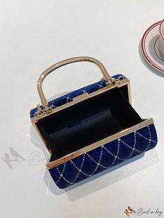 Bird in Bag - Shell Clutch Bag for Evening Party and Banquet Handheld Box Bag For Parties, Square Party Bag, Portable Handheld Box Bag For Parties, Blue Luxury Evening Bag With Removable Pouch, Blue Clutch Evening Bag, Blue Luxury Evening Bag, Chic Blue Box Bag For Party, Blue Square Party Bag, Blue Rectangular Box Bag For Party