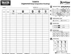 a sample sheet for the tanita body composition reading