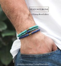 Mens Tribal Bracelet, Blue Mens Bracelets, Turquoise Boho Mens Bracelet, Christmas Gift, Gift for Him, Blues BraceletsThese are the ''Ibiza Tribal Bracelets''  inspired by the blues of Ibiza ...Mens Tribal Bracelet, Boyfriend Gift,  Blue Mens Bracelets, Turquoise Boho Mens Bracelet, Christmas Gift, Gift for HimThis is a set of 3 bracelets  but you can choose which you prefer most... Bracelet 1  ( the upper at the photo of three ) Features Turquoise heishi  beads,  rondelles 5mm and antique bronz Blue Friendship Bracelets For Gift, Bohemian Blue Wristband As Gift, Blue Spiritual Style Wrap Bracelet As Gift, Bohemian Blue Wristband Gift, Bohemian Blue Hypoallergenic Bracelets, Blue Spiritual Wrap Bracelet As Gift, Bohemian Blue Multi-strand Beaded Bracelets, Men’s Turquoise Bracelet, Southwestern Style Blue Hand-strung Bracelet