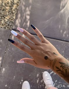 Black And White Nail, Edgy Nails, Grunge Nails, Basic Nails, Simple Acrylic Nails, Long Acrylic Nails Coffin, Acrylic Nails Coffin Pink, Long Square Acrylic Nails, White Nail