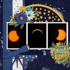 a scrapbook page with an image of the sun and moon in it's window