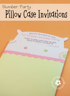 an envelope with the word pillow case in pink, green and yellow paper on it