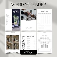 the wedding binder is shown in white and black, with different images on it