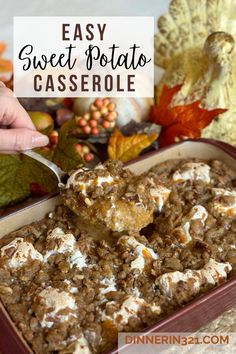 this easy sweet potato casserole is the perfect side dish for fall and thanksgiving