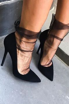 Best Boot Socks, Sheer Socks, Toe Post Sandals, Studded Heels, Lace Socks, Socks And Heels, Platform High Heels, Black High Heels, High Heel Boots