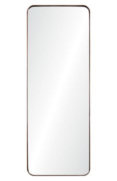 a square mirror with a brown frame