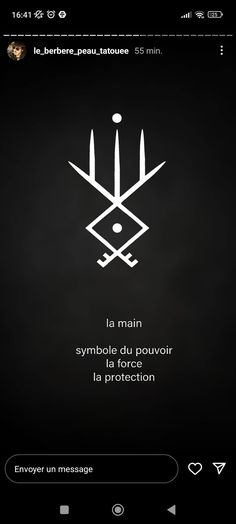 a black and white photo with the words la main symbole du force in french