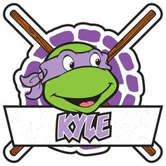 a cartoon turtle holding two baseball bats with the word kole in front of it