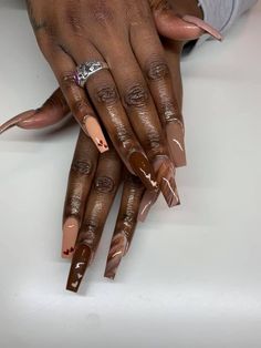 Gel Nails Dark Skin, Gel Nails Dark, Easter Nails Design, Nails Dark Skin, Nails Design Spring, Easter Nails Design Spring, Brown Nail Art, Nails Dark, Brown Nails Design