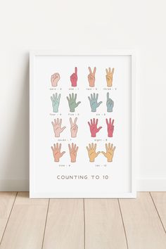 Rainbow Counting Print, Count to 10 Poster, Counting Hands Print, Rainbow Classroom Decor, Montessori Wall Art Print, Digital Download Illustrated Hands, Montessori Posters, Counting Hands, Counting Poster, Maths Poster, Rainbow Numbers, Homeschool Room Design, Rainbow Color Palette