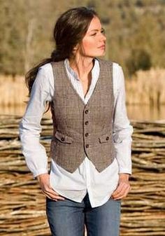 White Top Jeans, Waistcoat Woman, Top Jeans, Fashion Attire, Vest White