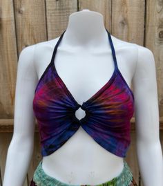 Tie Dye Fitted Cotton Crop Top, Fitted Tie Dye Cotton Crop Top, Fitted Cotton Tie Dye Crop Top, Hippie Style Fitted Halter Top, Fitted Tie Dye Crop Top For Festivals, Fitted Tie-dye Crop Top For Festivals, Bohemian Tie-dye Cotton Crop Top, Bohemian Cotton Tie-dye Crop Top, Fitted Tie Dye Crop Top For The Beach