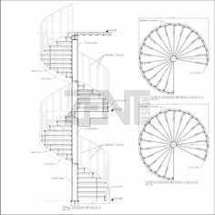 an architectural drawing of a spiral staircase